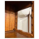 Antique Victorian Oak Glass-Front Display Cabinet with Ornate Carvings