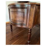 Wooden Executive Desk Kidney Shape with Inlay Detail and Multiple Drawers