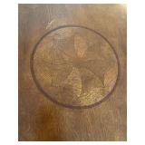 Wooden Executive Desk Kidney Shape with Inlay Detail and Multiple Drawers