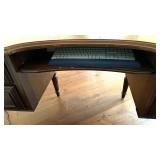 Wooden Executive Desk Kidney Shape with Inlay Detail and Multiple Drawers
