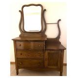 Antique Oak Dresser and Washstand with Mirror