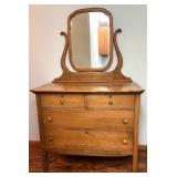 Vintage Wooden Dresser with Mirror and Four Drawers