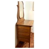 Vintage Wooden Dresser with Mirror and Four Drawers