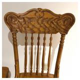 Wooden Pedestal Dining Table with 4 Carved Back Chairs