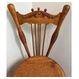 Antique Oak Swivel Piano Stool with Claw Feet and Glass Ball Casters