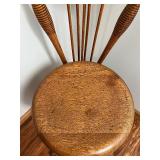 Antique Oak Swivel Piano Stool with Claw Feet and Glass Ball Casters