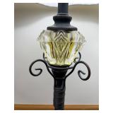 Pair of Table Lamps with Pleated Shades and Decorative Glass Accents