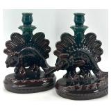 Pair of Vintage Ceramic Fish-Shaped Candle Holders - Ukrainian