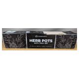 Scandinordica Black Herb Planter 5 Pots with Drainage Holes and Tray Black - Brand New