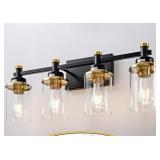Modern Black and Gold Vanity 4 Light for Bathroom $69.99 Retail - Brand New