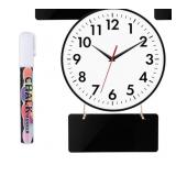 Silent Wall Clock with Chalk Board and Chalk Pen - Brand New