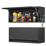 Metal Wall Garage Cabinet with Flip Up Door Black 31.5" $59.99 Retail - Brand New