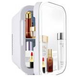 Mini Fridge with Mirror Door & Adjustable LED Lights 8L $95.99 Retail - Brand New