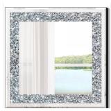 Crystal Crush Diamond Sparkly Square Mirror 20" x 20" $45.99 Retail - Brand New