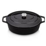 Traditional Cast Iron Casserole Pre Seasoned 3.5L Dark Blue $158.99 Retail - Brand New