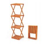 4 Tier Foldable Plant Stand Wooden Sturdy $44.99 Retail - Brand New