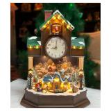 Moments In Time 17.1" Christmas Decor Cuckoo Clock with Village Scene LED Lights and Animation $229.99 Retail - Brand New