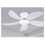 30" White Low Profile Ceiling Fan with Light $59.99 Retail - Brand New