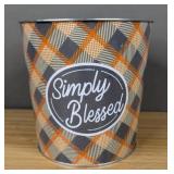Simply Blessed Bucket Fall Decor 6" H - Brand New