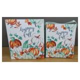 Happy Fall Basket Fall Decor 8" H 6.5" L 4" W - Brand New