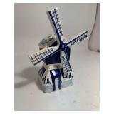 Blue Delft Style Holland Hand Painted Musical Spinning Windmill - Works!