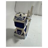 Blue Delft Style Holland Hand Painted Musical Spinning Windmill - Works!