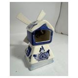 Blue Delft Style Holland Hand Painted Musical Spinning Windmill - Works!