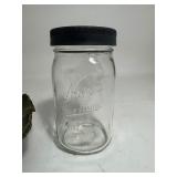 Vintage CALIF USA POTTERY Footed Pedestal Dish & Mason Jar