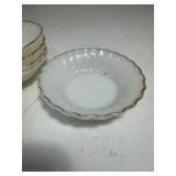 Vintage Anchor Fire King White Milk Glass Swirl w/Gold Trim Serving Bowl