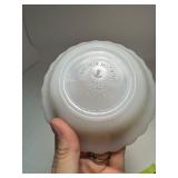 Vintage Anchor Fire King White Milk Glass Swirl w/Gold Trim Serving Bowl