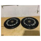 Signature Fitness 2" Olympic Bumper Plate 25 lbs. Weight Plates with Steel Hub Set- 100% Virgin Rubber