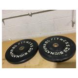 Signature Fitness 2" Olympic Bumper Plate 25 lbs. Weight Plates with Steel Hub Set- 100% Virgin Rubber
