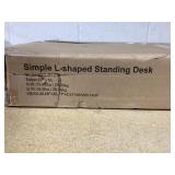 L-Shaped Electric Standing Desk, Corner Desk with Power Outlets, Adjustable Height, Brown