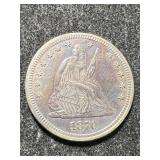 1870 US SEATED LIBERTY QUARTER