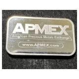 1 TROY OZ .999 FINE SILVER APMEX BAR
