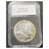 1 TROY OZ .999 FINE SILVER ZOMBUCKS FEAST DOLLAR ROUND