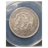 1876 US SEATED LIBERTY HALF DOLLAR ANACS VG10
