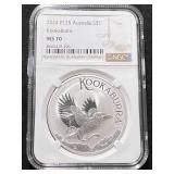 2024 AUSTRALIAN KOOKABURRA 1 TROY OZ .9999 FINE SILVER NGC MS70