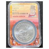 2023 S. AFRICAN KRUGERRAND 1 TROY OZ .999 FINE SILVER NGC MS70