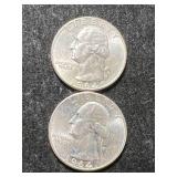 2 US WASHINGTON QUARTERS 1964