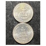 2 US WASHINGTON QUARTERS 1964