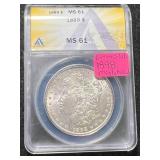 1898 US MORGAN SILVER DOLLAR ANACS ERROR SLAB MS61
