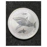 HALF TROY OZ .999 FINE SILVER 2014 AUSTRALIAN GREAT WHITE SHARK
