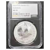 2024 AUSTRALIAN KOOKABURRA 1 TROY OZ .9999 FINE SILVER NGC MS70