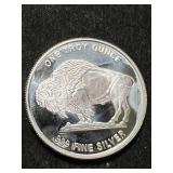 1 TROY OZ .999 FINE SILVER BUFFALO INDIAN ROUND