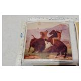 Lot of 5 Vintage Dog and Horse Prints Including "The Buffalo Hunt", "Last of the Litter" and "Saved"