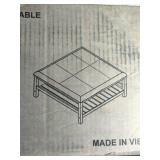 Designs4Comfort Silverton Coffee Table Ottoman w/Shelf in Espresso Faux Leather