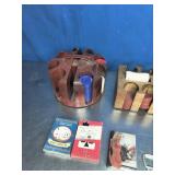 Vintage Poker Chips, Chip Holder, and Cards