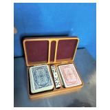 Vintage Poker Chips, Chip Holder, and Cards