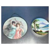 2 Hand Painted Plate and Wall Hanging Collectable Decor